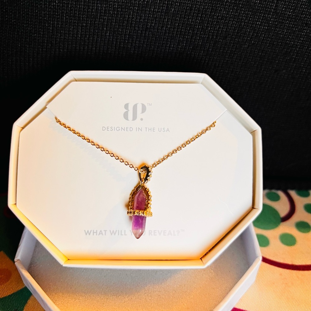 Bomb Party Iceland Dreams Necklace RBP4573 Amethyst & Diamond CZ Rose Gold Pltng